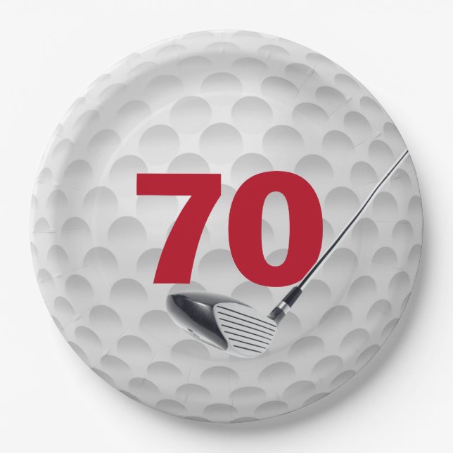 70th Birthday Golf Ball Design Paper Plate (Front)
