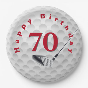 70th Birthday Golf Ball Design Paper Plate