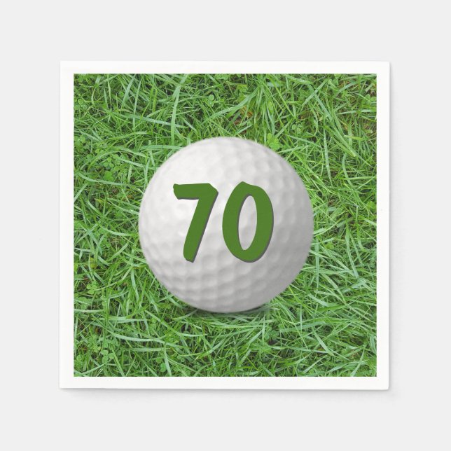 70th Birthday Golf Ball on Grass Napkin (Front)