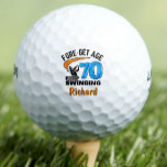 70th birthday golf balls 70 years funny gift blue<br><div class="desc">70th birthday golf balls 70 years funny gift blue. Celebrate a milestone with this custom 70th birthday golf ball, designed for the passionate golfer who’s still in the game! Featuring the playful phrase “Fore-get Age, Keep Swinging, ” this golf ball combines humour with a sleek, celebratory design. The bold blue...</div>