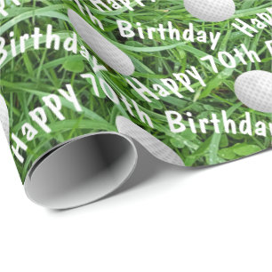 70th Birthday Golf Balls on Grass Wrapping Paper