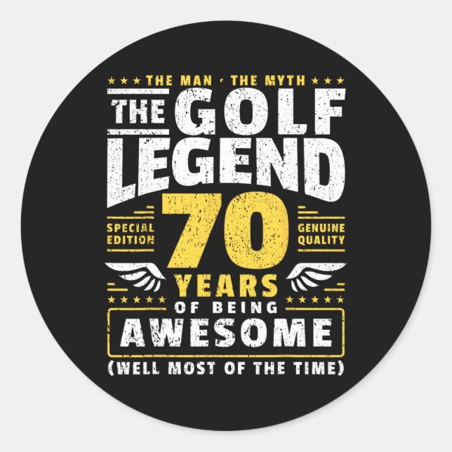 70th Birthday Golf Player 70 Years Old Golfer  Classic Round Sticker (Front)