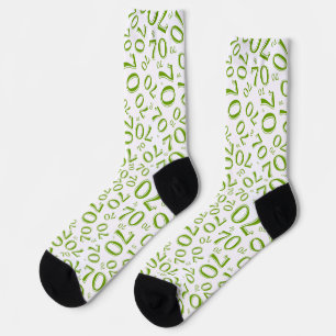 70th Birthday Green Random Number Pattern Socks