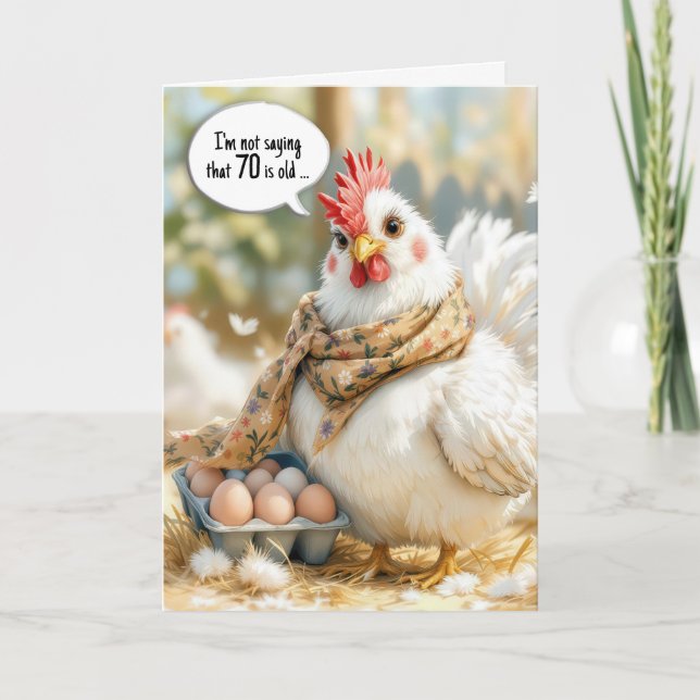 70th Birthday Hen With Eggs in Carton Card (Front)