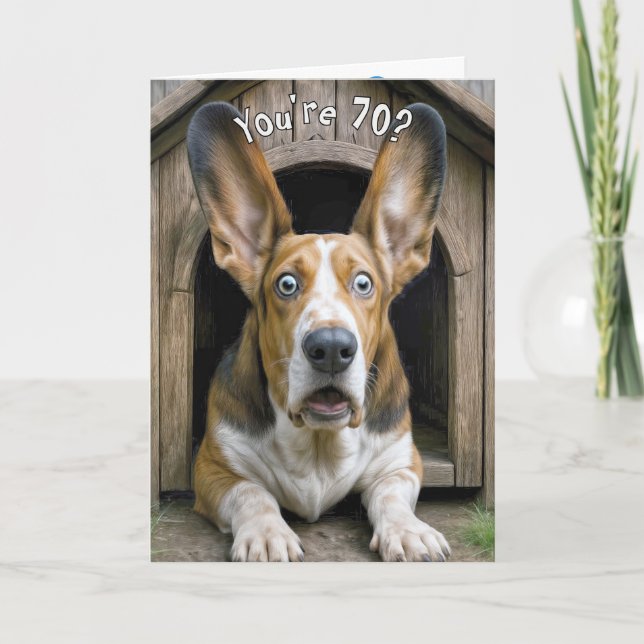70th Birthday Humor with Basset Hound  Card (Front)