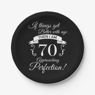 70th Birthday Humour Approaching Perfection Paper Plate