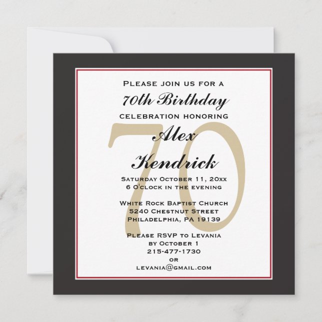 70th Birthday Invitation (Front)
