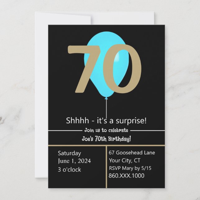 70th Birthday Invitation (Front)