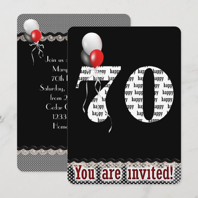 70th Birthday Invitation (Front/Back)
