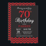 70th Birthday Invitation Black and Red<br><div class="desc">70th Birthday Invitation with Black and Red Chevron. Chalkboard. Adult Birthday. Man or Women Bday Invite. For further customisation,  please click the "Customise it" button and use our design tool to modify this template.</div>