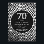 70th Birthday Invitation Black and Silver Glitter<br><div class="desc">70th Birthday Invitation. Black and Silver Glitter. Silver Diamond. Adult Birthday Party. For Men or Women. For further customisation,  please click the "Customise it" button and use our design tool to modify this template.</div>
