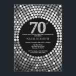 70th Birthday Invitation Black and Silver Glitter<br><div class="desc">70th Birthday Invitation. Black and Silver Glitter. Silver Diamond. Adult Birthday Party. For Men or Women. For further customisation,  please click the "Customise it" button and use our design tool to modify this template.</div>