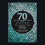 70th Birthday Invitation Black and Teal Glitter<br><div class="desc">70th Birthday Invitation. Black and Teal Glitter. Teal Diamond. Adult Birthday Party. For Men or Women. For further customisation,  please click the "Customise it" button and use our design tool to modify this template.</div>