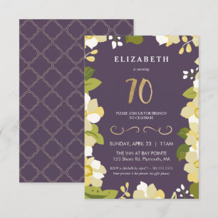70th Birthday Invitation, Custom, Floral, Small Invitation