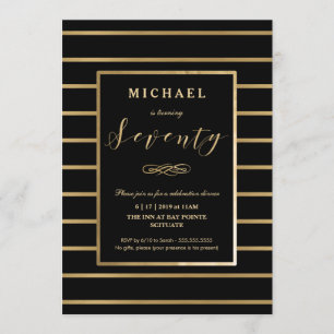 70th Birthday Invitation - Gold, Elegant Masculine