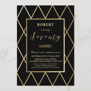 70th Birthday Invitation - Gold, Elegant, Trendy