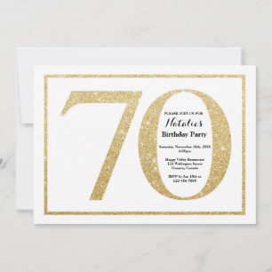 70th Birthday Invitation Gold Glitter