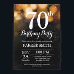 70th Birthday Invitation Gold Glitter<br><div class="desc">70th Birthday Invitation with Gold String Lights with Gold Glitter Background. Gold Birthday. Adult Birthday. Men or Women Bday Invite. 13th 15th 16th 18th 20th 21st 30th 40th 50th 60th 70th 80th 90th 100th, Any age. For further customisation, please click the "Customise it" button and use our design tool to...</div>
