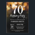 70th Birthday Invitation Gold Glitter<br><div class="desc">70th Birthday Invitation with Gold String Lights with Gold Glitter Background. Gold Birthday. Adult Birthday. Men or Women Bday Invite. 13th 15th 16th 18th 20th 21st 30th 40th 50th 60th 70th 80th 90th 100th, Any age. For further customisation, please click the "Customise it" button and use our design tool to...</div>