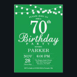 70th Birthday Invitation Green<br><div class="desc">70th Birthday Invitation with String Lights. Green Background. Men or Women Birthday. 13th 15th 16th 18th 20th 21st 30th 40th 50th 60th 70th 80th 90th 100th,  Any age. For further customisation,  please click the "Customise it" button and use our design tool to modify this template.</div>