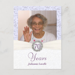 70th Birthday Invitation - Lavender Damask Sample