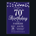 70th Birthday Invitation Navy Blue<br><div class="desc">70th Birthday Invitation with String Lights. Navy Blue Background. 13th 15th 16th 18th 20th 21st 30th 40th 50th 60th 70th 80th 90th 100th,  Any age. For further customisation,  please click the "Customise it" button and use our design tool to modify this template.</div>