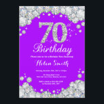 70th Birthday Invitation Purple and Silver Diamond<br><div class="desc">70th Birthday Invitation. Purple and Silver Rhinestone Diamond. Elegant Birthday Bash invite. Adult Birthday. Women Birthday. Men Birthday. For further customisation,  please click the "Customise it" button and use our design tool to modify this template.</div>
