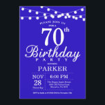 70th Birthday Invitation Royal Blue<br><div class="desc">70th Birthday Invitation with String Lights. Royal Blue Background. 13th 15th 16th 18th 20th 21st 30th 40th 50th 60th 70th 80th 90th 100th,  Any age. For further customisation,  please click the "Customise it" button and use our design tool to modify this template.</div>