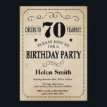 70th Birthday Invitation Rustic Vintage Retro<br><div class="desc">70th Birthday Invitation. Typography. Cheers to 70 years. Rustic Vintage Retro Background. Adult Birthday. Male Men or Women Birthday. Kids Boy or Girl Lady Teen Teenage Bday Invite. 13th 15th 16th 18th 20th 21st 30th 40th 50th 60th 70th 80th 90th 100th. Any Age. For further customisation, please click the "Customise...</div>