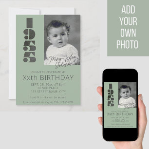 70th birthday Invitation with photo year 1955 