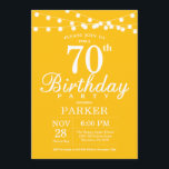 70th Birthday Invitation Yellow<br><div class="desc">70th Birthday Invitation with String Lights. Yellow Background. Men or Women Birthday. 13th 15th 16th 18th 20th 21st 30th 40th 50th 60th 70th 80th 90th 100th,  Any age. For further customisation,  please click the "Customise it" button and use our design tool to modify this template.</div>