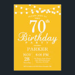 70th Birthday Invitation Yellow<br><div class="desc">70th Birthday Invitation with String Lights. Yellow Background. Men or Women Birthday. 13th 15th 16th 18th 20th 21st 30th 40th 50th 60th 70th 80th 90th 100th,  Any age. For further customisation,  please click the "Customise it" button and use our design tool to modify this template.</div>
