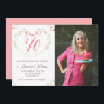 70th birthday invitations Boho Floral Photo<br><div class="desc">70th birthday invitations Boho Flowers Photo Pink</div>