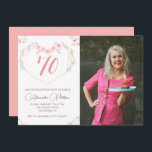 70th birthday invitations Boho Floral Photo<br><div class="desc">70th birthday invitations Boho Flowers Photo Pink</div>