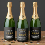 70th Birthday Legend Add Your Name 1956 Vintage Sparkling Wine Label<br><div class="desc">Born in 1956 and celebrating their 70th birthday we have the ideal sparkling wine bottle labels. The black background with a white and gold vintage typography design design is simple and yet elegant with a retro feel. Easily customize the text of this birthday label using the template provided. More gifts...</div>