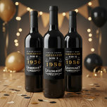 70th Birthday Legend Born 1956 Vintage Black Wine Label<br><div class="desc">A personalized classic wine bottle label design for that birthday celebration for somebody born in 1956 and turning 70. Add the name to this vintage retro style black, white and gold design for a custom birthday gift. Easily edit the name and year with the template provided. A wonderful custom black...</div>