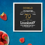 70th Birthday Legendary Black Gold Retro Napkin<br><div class="desc">For those celebrating their 70th birthday we have the ideal birthday party napkins with a vintage feel. The black background with a white and gold vintage typography design design is simple and yet elegant with a retro feel. Easily customise the text of this birthday gift using the template provided. Part...</div>