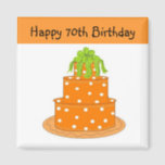 70th Birthday Magnet<br><div class="desc">A bright and cheerful modern orange tiered cake with white polka dots...  fun birthday age magnet.</div>