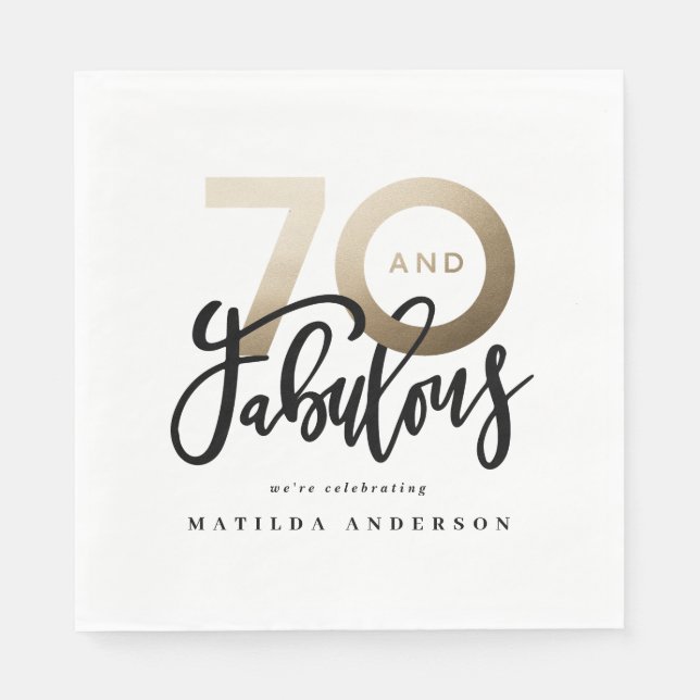 70th birthday making 70 look good gold modern napkin (Front)