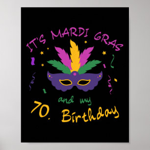 70th Birthday Mardi Gras Carnival Celebration Shir Poster