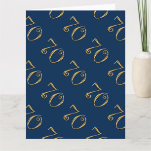 70th birthday MENS blue gold Card