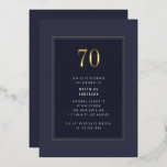 70th Birthday Minimal Elegant Dark Gold Frame<br><div class="desc">70th Birthday Minimal Elegant Dark Purple Grey Gold Frame Foil Birthday Party Invitation</div>