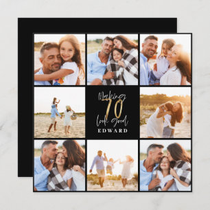 70th birthday modern black and gold photo collage