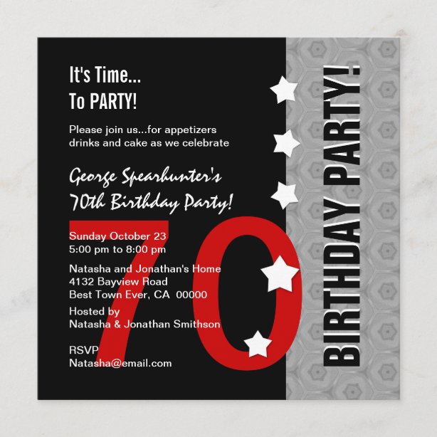 Funny 70th Birthday Invitations | Zazzle UK