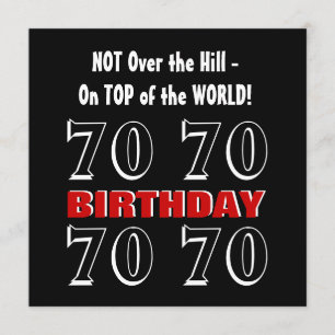 70th Birthday Modern Red Silver Black Funny W1029 Card