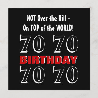 70th Birthday Modern Red Silver Black Funny W1029 Card