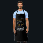 70th Birthday Monogram Name Year Vintage Black Apron<br><div class="desc">A personalised classic black apron design for that birthday celebration for somebody turning 70. Add the name to this vintage retro style black, white and gold design for a custom birthday gift. Easily edit the name and year with the template provided. More gifts and party supplies for that party celebration...</div>