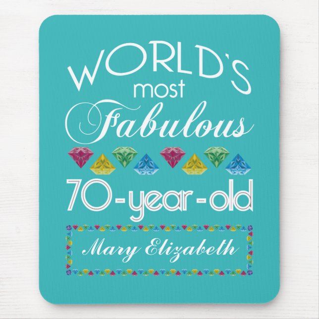 70th Birthday Most Fabulous Colourful Gems Mouse Mat (Front)