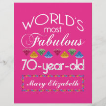 70th Birthday Most Fabulous Colourful Gems Pink