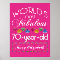 70th Birthday Most Fabulous Colourful Gems Pink